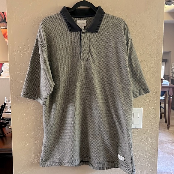 Haggar Clothibg Company Men’s checkered polo black ribbed collar shirt sleeve L - Picture 2 of 16